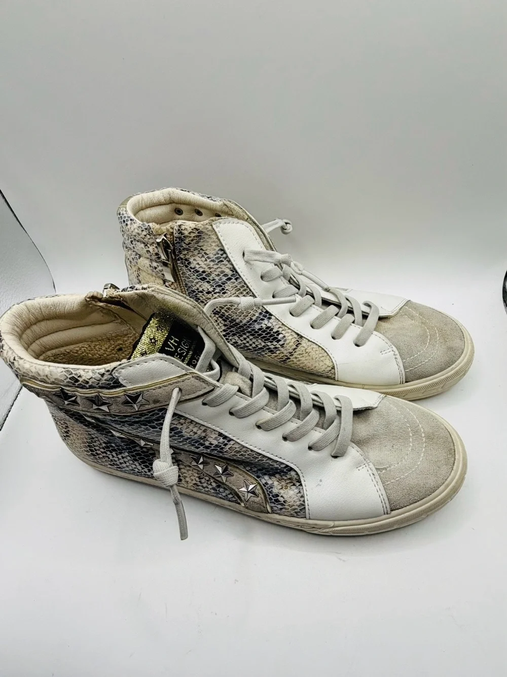 Vintage Havana Fay Snake  Embossed High Top Sneakers